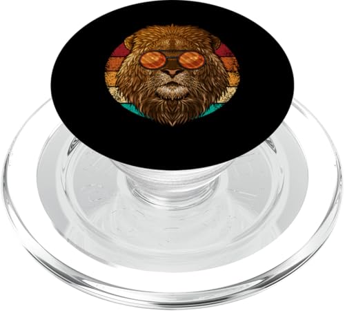 Vintage Löwengesicht Wildtiere Retro Tier 80er Jahre Stil PopSockets PopGrip für MagSafe von Cute Vintage Retro Animals