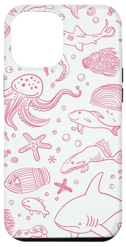 Hülle für iPhone 15 Pro Max Rosa Wal Hai Korallenriffe Muschel Seestern Ocean Beach von Cute Whale Shark Seashell Mermaid Sea Designs