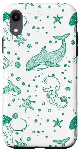 Hülle für iPhone XR Grünwal Hai Korallenriffe Muschel Seestern Ocean Beach von Cute Whale Shark Seashell Mermaid Sea Designs