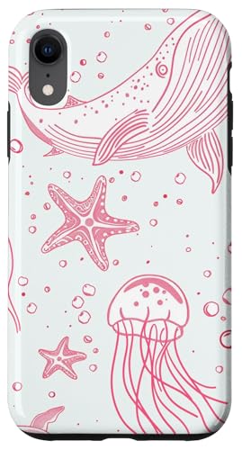 Hülle für iPhone XR Rosa Wal Hai Korallenriffe Muschel Seestern Ocean Beach von Cute Whale Shark Seashell Mermaid Sea Designs