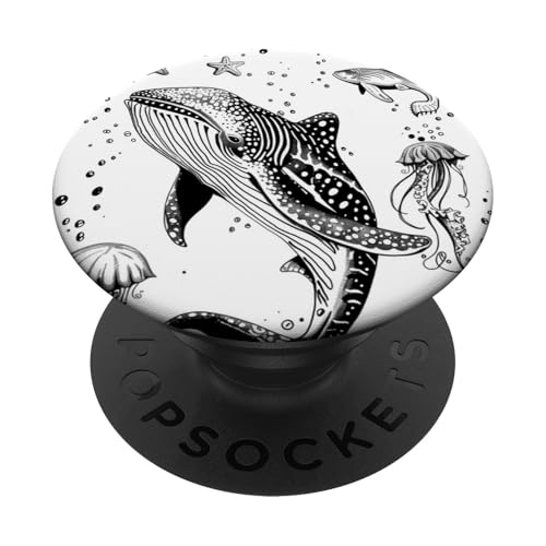 Schwarzwalhai Korallenriffe Muschel Seestern Ocean Beach PopSockets Klebender PopGrip von Cute Whale Shark Seashell Mermaid Sea Designs