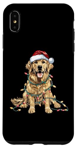 Hülle für iPhone XS Max Golden Retriever Weihnachtsmann Weihnachtsbeleuchtung Hund von Cute Xmas Golden Retriever Santa Dog Design