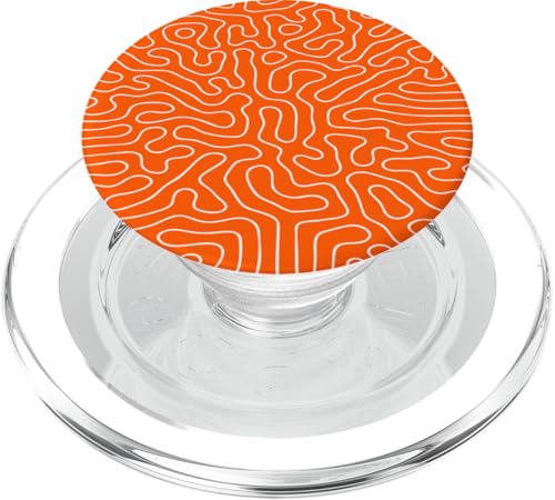 Einfaches orangefarbenes kompliziertes Muster mit dünnen Linien PopSockets PopGrip für MagSafe von Cute and Simple Minimalist Patterns