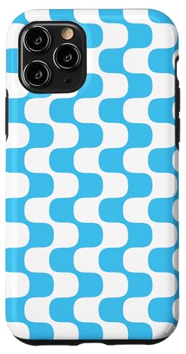 Hülle für iPhone 11 Pro Schlichte, groovige Retro-Stil, blaue gewellte Streifen von Cute and Simple Minimalist Patterns