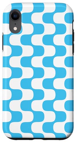 Hülle für iPhone XR Schlichte, groovige Retro-Stil, blaue gewellte Streifen von Cute and Simple Minimalist Patterns