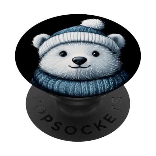 Wintertier Arktis Süßer Eisbä PopSockets Klebender PopGrip von Cute and Vintage Arctic Animal Polar Bear Design