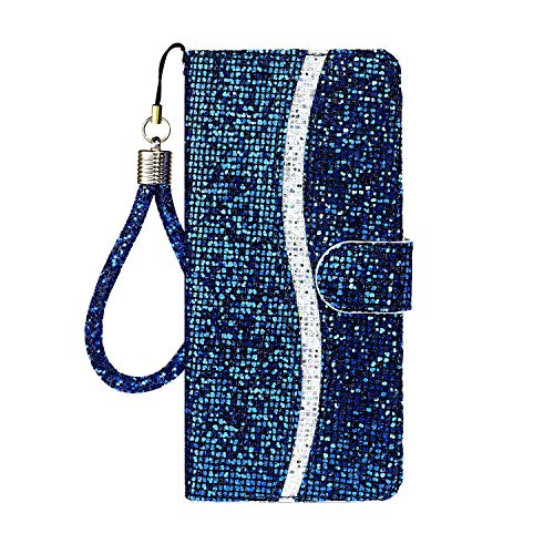 Cxzaqwer Handyhülle Kompatibel mit Samsung Galaxy A26 5G, Mädchen und Frauen Glitzer Flip Wallet PU Leder Hülle Magnetverschluss [Standfunktion] [Kartenfächer] für Samsung Galaxy A26 5G Blau von Cxzaqwer