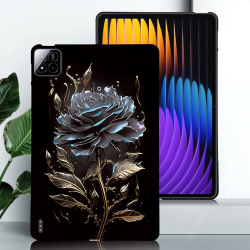 Cxzaqwer Schutzhülle für Xiaomi Pad 7/Xiaomi Pad 7 Pro, stoßfest, militärische Qualität, weich, mit Stifthalter, flexible Chroma-TPU-Schutzhülle für Xiaomi Pad 7/Xiaomi Pad 7 Pro, schwarze Rose von Cxzaqwer