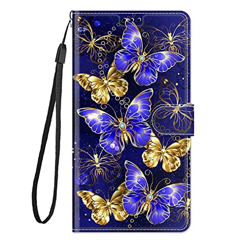 Handyhülle Kompatibel with Samsung Galaxy A55, Flip Wallet PU Lederhülle Klapphülle Magnetische [Standfunktion] [Kartenfächern] Schutzhülle für Galaxy A55 Der goldene Schmetterling von Cxzaqwer