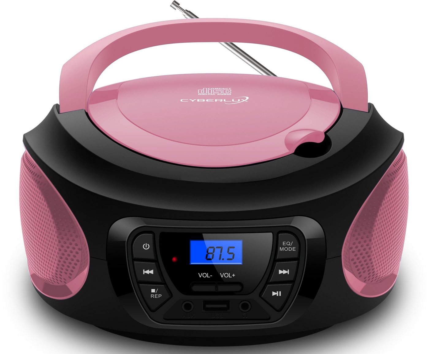 Cyberlux CL-620 tragbarer CD-Player (CD, Kinder CD Player tragbar, Boombox, Musikbox, FM Radio mit MP3 USB) von Cyberlux