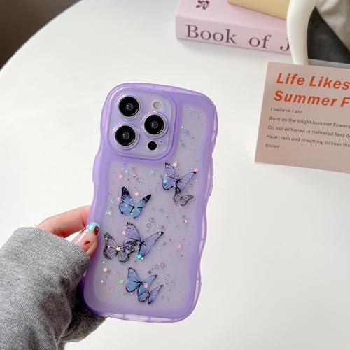 Cyberowl BTF-Lila, kompatibel mit iPhone 11, niedlicher Kawaii-Glitzer, Schmetterlings-Serie, Rahmenform, weiches Silikon, stoßfest, Schutzhülle für Damen und Mädchen von Cyberowl