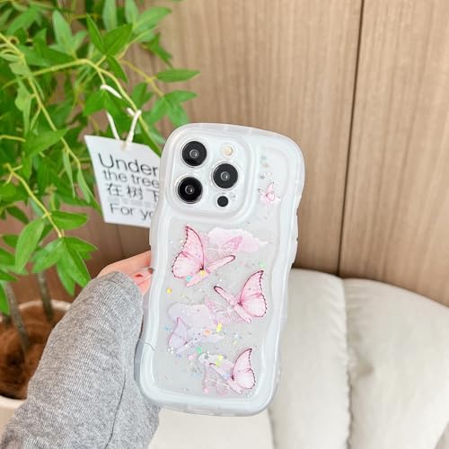 Cyberowl BTFClear Schutzhülle für iPhone 13 Pro Max, niedlicher Kawaii-Glitzer, Schmetterlings-Serie, Rahmenform, weiches Silikon, stoßfest, für Damen und Mädchen von Cyberowl