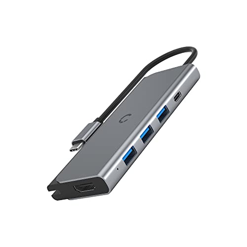 CYGNETT Unite TravelMate USB-C Hub - Schwarz CY3318HUBC3, 100W USB-C PD Pass-Through-Port, 3x USB-A 3.0 & 4K HDMI-Ports, High-Speed-Datenübertragung von Cygnett