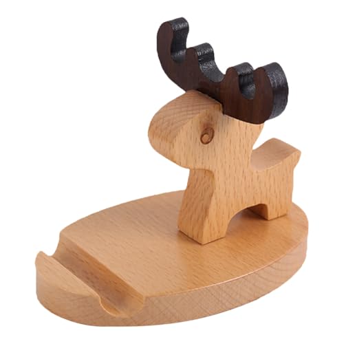 Cymwer Holz Handyhalter Ständer for Schreibtisch, niedliche Hund/Hirsch-Smartphone-Schreibtischhalter Nicht-Schlupftier-Telefon Stand Desk Ornament von Cymwer