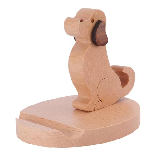 Cymwer Holz Handyhalter Ständer for Schreibtisch, niedliche Hund/Hirsch-Smartphone-Schreibtischhalter Nicht-Schlupftier-Telefon Stand Desk Ornament von Cymwer