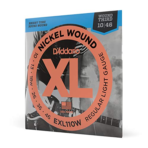 D'Addario E Gitarren Saiten | Gitarrensaiten E Gitarre | E Gitarre Saiten | Electric Guitar Strings | EXL110W Satz E-Gitarren-Saiten Light 010' - 046' von D'Addario