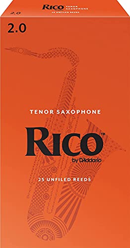 D'Addario Woodwinds - Rico Tenorsaxophonblätter - Tenor Saxophon Blätter - Stärke 2.0, 25-Packung von D'Addario