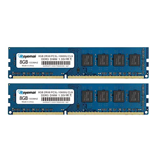 PC3L-10600U 16GB Kit (2 x 8GB) DDR3 1333 10600 Arbeitsspeicher DDR3L Dimm 2Rx8 1.35V/1.5V CL9 Arbeitsspeicher für Desktop Computer von D DUOMEIQI