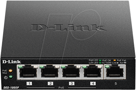 D-LINK DES-1005P - Switch, 5-Port, Fast Ethernet, PoE von D-Link