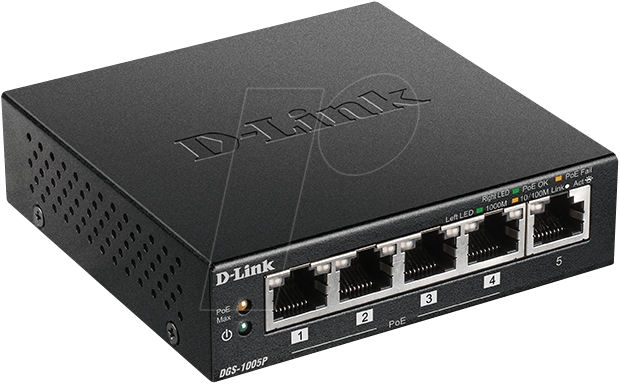 D-LINK DGS-1005P - Switch, 5-Port, Gigabit Ethernet, PoE+ von D-Link