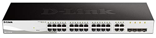 D-Link DGS-1210-24 Managed Gigabit Switch (24 Ports, davon 20 x 10/100/1000 Mbit/s Ports, 4 x Glasfaser SFP/Combo Slots, lüfterlos und energiesparend) von D-Link