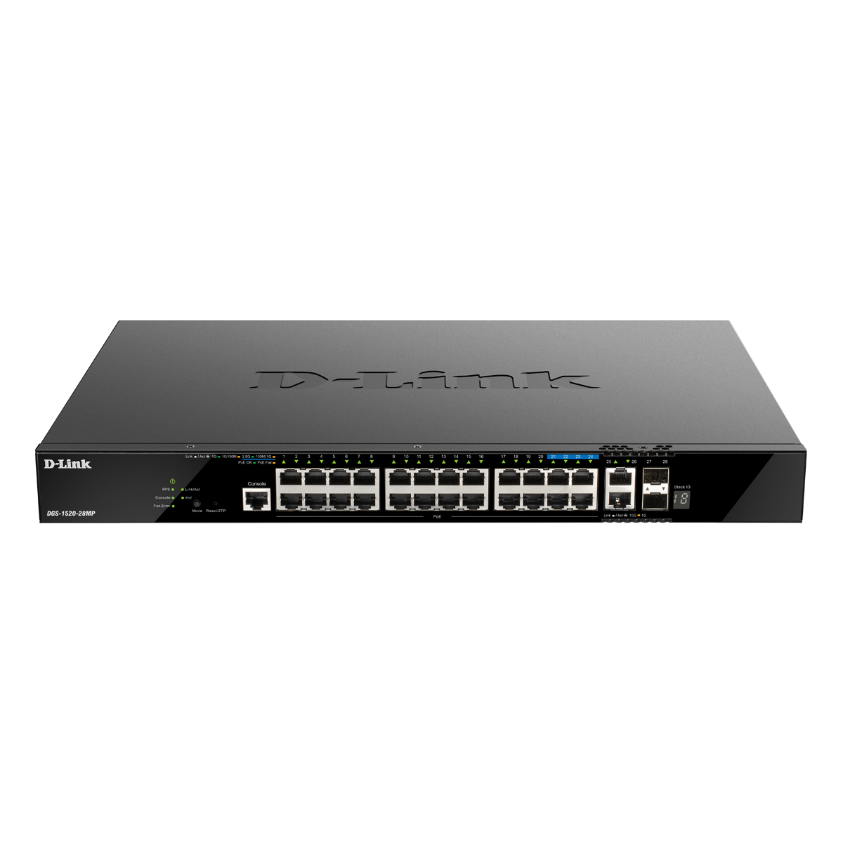 D-Link DGS-1520-28MP Smart Managed Switch 20x Gigabit, 4x 2.5 Gbit/s und 2x 10 Gbit/s Ethernet, 2x 10 Gbit/s SFP+ von D-Link