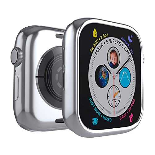 Schutzhülle für Apple Watch 44 mm Serie 6 Serie SE Serie 5 Serie 4 360 x Rundumschutz mit eingebautem TPU-Displayschutz, Silber von D & K Exclusives