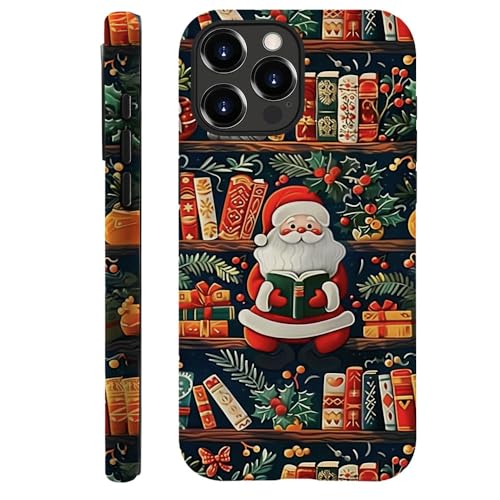 DAIZAG Schutzhülle kompatibel mit iPhone 14 Pro Max, Weihnachts-Bücherregal, Weihnachtsmann, niedliche Handyhülle für iPhone 14 Pro Max, für Mädchen, Frauen, Jungen, Männer von DAIZAG