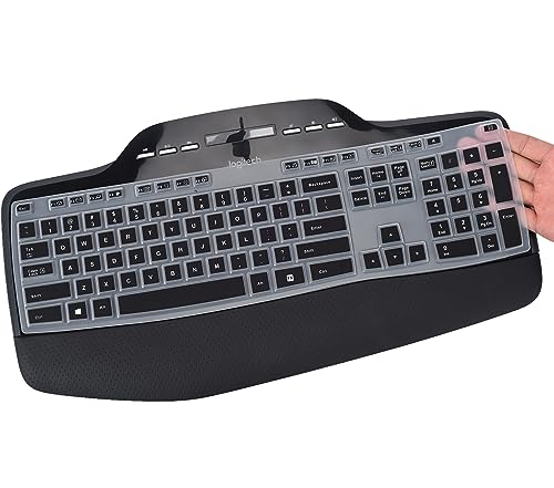 Tastaturabdeckung für Logitech MK710 MK710-RB MK735 MK700 kabellose Desktop-Tastatur, Logitech MK710 MK735 wasserdichte Silikon-Tastaturschutz, schwarz von DAMMOMKO