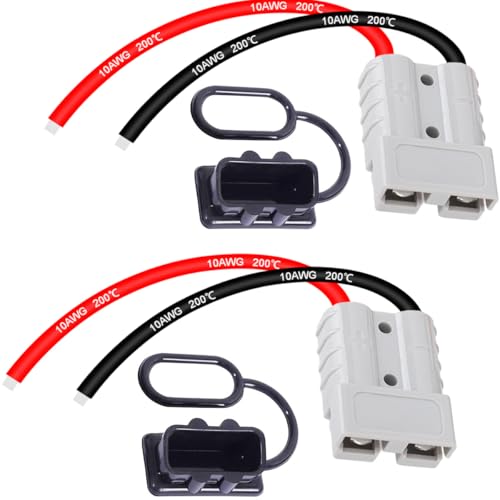 DAOKAI Gabelstapler Ladegerät Anschluss 50A 600V Akku Steckverbinder Schnellanschluss Stecker mit 10AWG 30cm Kabel für Autos,Anhängerwinde Stecker - 2pcs von DAOKAI