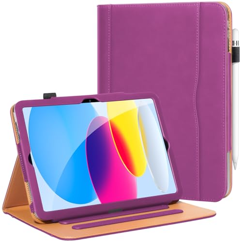 DAORANGE Hülle für iPad 10. Generation 10,9 Zoll 2022, PU-Leder Schutzhülle mit Dokumententasche, Multi-Winkel Ständer und Auto-Einschlaf/Aufwach Cover für iPad 10 (Lila) von DAORANGE