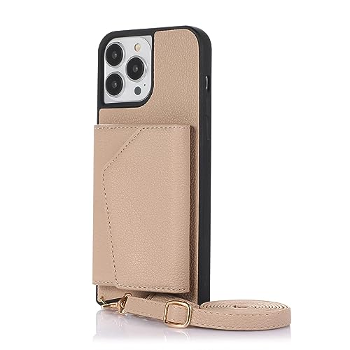 DAPANGGE Hülle for iPhone 14 Pro Max/14 Plus/14 Pro/14 Lederhülle Mit Kartenhalter Und Stoßfester Umhängetasche (Braun,14 Pro Max 6.7") von DAPANGGE