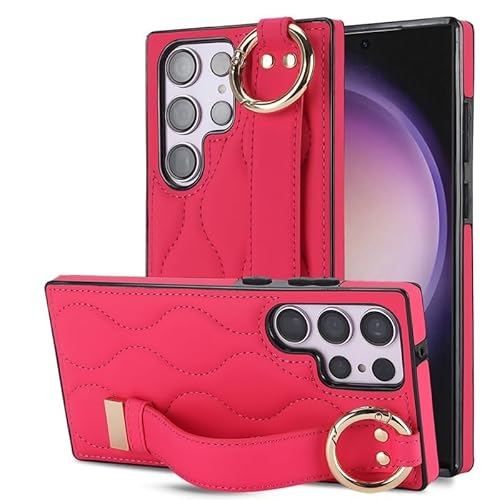 DAPANGGE Schlanke Hülle for Samsung Galaxy S23 Ultra /S23 Plus/S23 Lederarmbandhülle Mit Ringständer Stoßfeste Abdeckung (Red 2,S23) von DAPANGGE