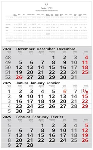 GÜSS 3-Monatskalender Format 30x49 cm 3-Monatswandkalender 12 Blatt von ROTH