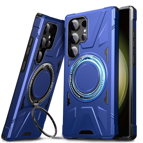 DASFOND Armor Hülle für Samsung Galaxy S23 Ultra 5G Case, Militär Stoßfest Handyhülle [Upgrade 2.0] Metal Ring Halter Ständer Full Bumper Cover Schutzhülle, Blau von DASFOND