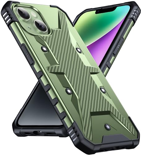 DASFOND Hülle für iPhone 14/13 Case mit Kameraschutz, 2024 Upgrade Militär Stoßfest Robust Heavy Duty Bumper Handyhülle Schutzhülle Cover für iPhone 14/13, Olivgrün von DASFOND