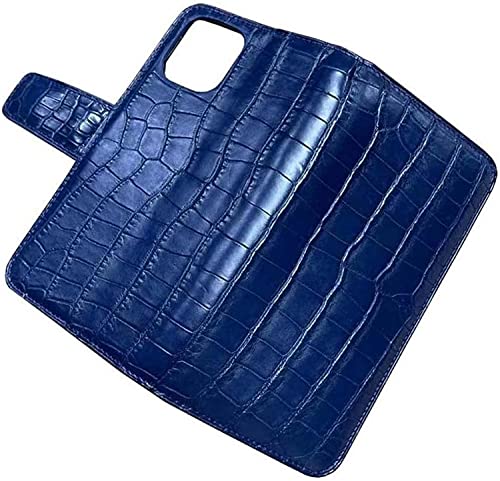 DAVNO Krokodilleder-Klapphülle für Apple iPhone 14 Pro Max Hülle Brieftasche 17,5 cm (6,7 Zoll) 2022, luxuriöse Business-Folio-Schutzhülle (Kartenhalter) (Farbe: Blau) von DAVNO