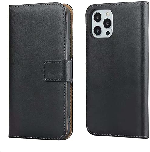 DAVNO Magnetische Klapp-Lederschutzhülle für Apple iPhone 13 Pro Max (2021) 17,5 cm (6,7 Zoll), Folio-Schutzhülle mit Ständer, Brieftasche, Kartenhalter, Holster (Farbe: Schwarz) von DAVNO