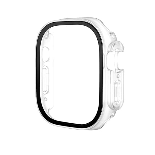 DAVNO Schutzhülle aus gehärtetem Glas für Apple Watch Ultra 49 mm, integrierter Displayschutz, vollständige Abdeckung für iWatch-Serie Ultra 49 mm Hüllen (Farbe: mattiert, transparent, Größe: Ultra 49 von DAVNO