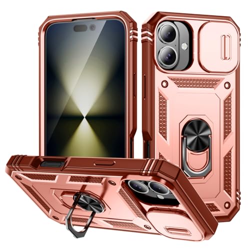 DAWEIXEAU Schutzhülle kompatibel mit iPhone 16 Plus, stoßfest, stoßfest, stoßfest, mit Schiebeobjektiv, Schutzhülle für iPhone 16 Plus, 6,7 Zoll (17 cm), Rosa von DAWEIXEAU