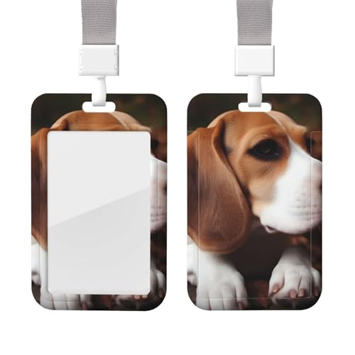 Niedlicher Beagle-Ausweishalter mit Umhängeband, wasserdicht, Schlüsselkartenhalter, Ausweis-Schutz mit transparentem Ausweisfenster, Namensschilder für Damen, Herren, Arbeit, Büro, Arzt, von DAYOBOB