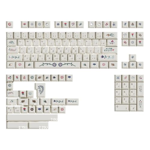 Verbessert die Tastatur mit Voynich-Manuskript inspirierten wärmesublimierten Tastenkappen, ergonomisch für mechanische Tastaturen von DAYnagh