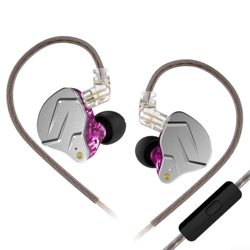 DAZZLEEX Dynamic For KZ ZSN Pro Dual-Treiber-Kopfhörer mit hochauflösendem Audio in trendigem Design für Audiophile (Violett mit Mikrofon) von DAZZLEEX