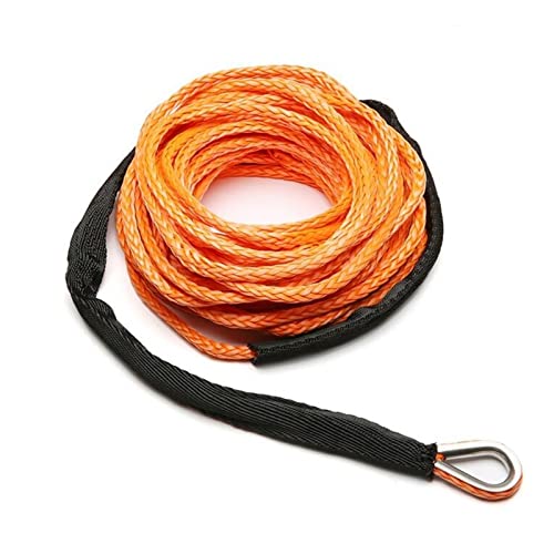 Windenseil Schnurleitungskabel mit Mantel Graues synthetisches Abschleppseil 15 m 7700LBs Autowasch-Wartungsschnur for ATV UTV Off-Road - Leicht und stark(Orange) von DCDCD