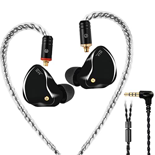 DCMEKA In-Ear-Monitor-Kopfhörer, überlegener Klang, professionelle schallisolierende Kopfhörer für Sänger/Schlagzeuger/Musiker, MMCX-Anschluss IEM-Kopfhörer (schwarze UV-Beschichtung) von DCMEKA