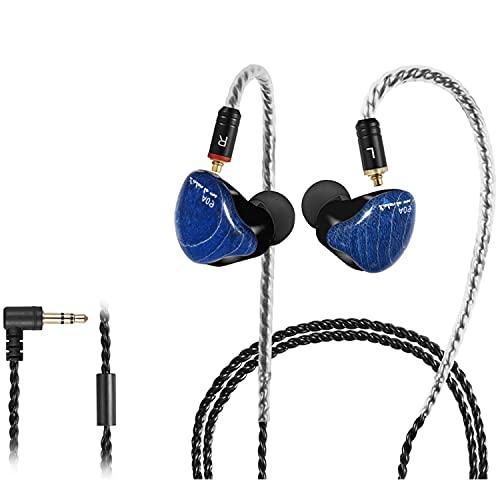 DCMEKA In-Ear-Monitore, kabelgebundene In-Ear-Kopfhörer, Dual-Treiber mit MMCX-Kabeln, Geräuschunterdrückung, IEM-Kopfhörer für Musiker, Sänger, Schlagzeuger (blaues Massivholz) von DCMEKA
