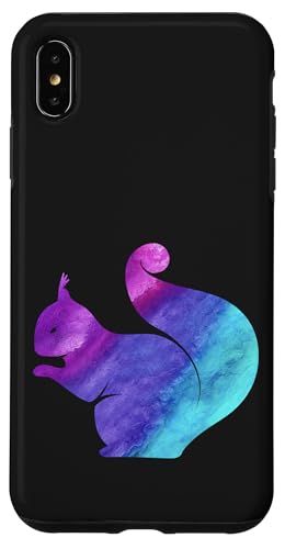 Hülle für iPhone XS Max Blau-violettes Cyan-Eichhörnchen auf schwarzem Hintergrund Tiere von DDNDesigns