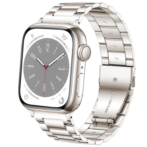 DEALELE Armbänd Kompatibel für iwatch 38mm 40mm 41mm, Solides Edelstahl Metall Ersatz Armband für Apple Watch Series 8/7 / 6/5 / 4/3 / SE Damen Herren, Sternenlicht von DEALELE