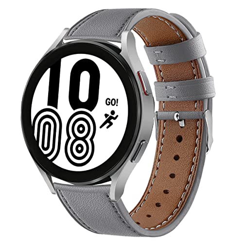 DEALELE Armband Kompatibel mit Samsung Galaxy Watch 6/6 Classic / 5/5 Pro/Galaxy Watch 4/4 Classic / 3 41mm / Active 2, 20mm Leder Ersatz Armbänder für Huawei GT2 42mm / GT3 42mm, Grau von DEALELE