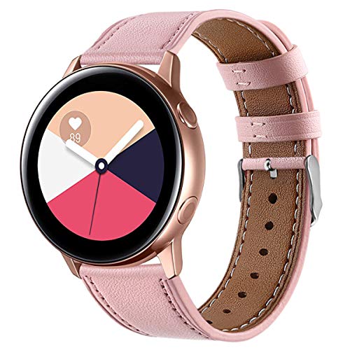 DEALELE Armband Kompatibel mit Samsung Galaxy Watch 6/6 Classic / 5/5 Pro/Galaxy Watch 4/4 Classic / 3 41mm / Active 2, 20mm Leder Ersatz Armbänder für Huawei GT2 42mm / GT3 42mm, Rosa von DEALELE